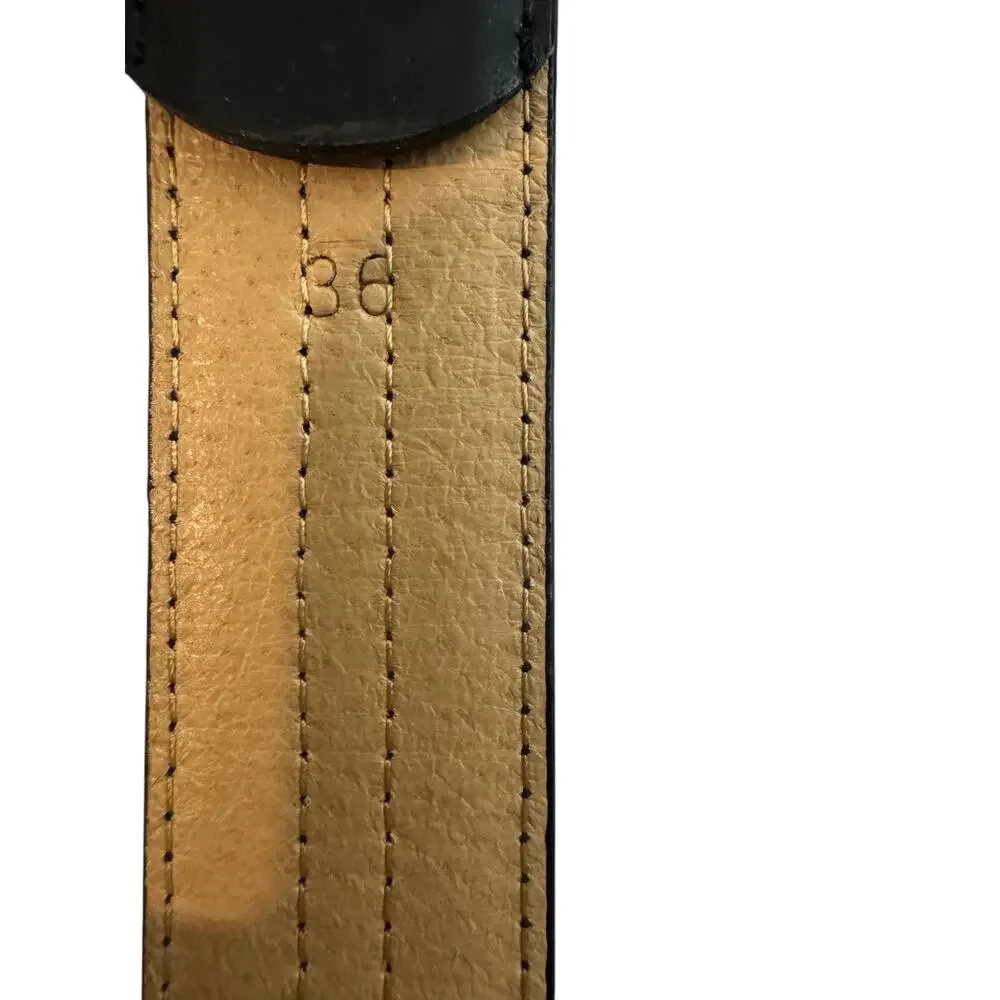 VTG Belt By Sherman Western Belt Unisex 36 Black Italian Leather Silver Buckle